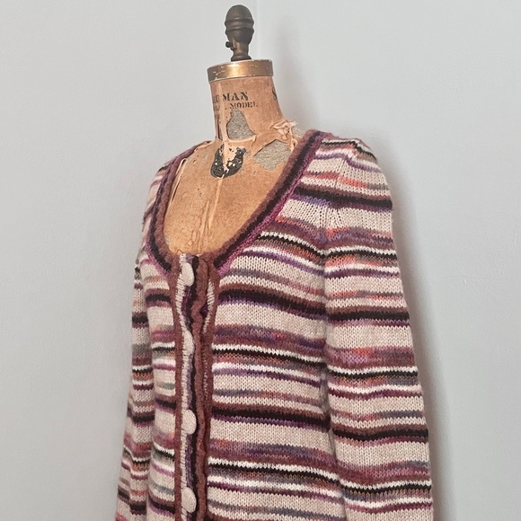 Anthro Sleeping on Snow Long Striped Button Up Sweater / Knit Cardigan - Medium - Picture 8 of 10